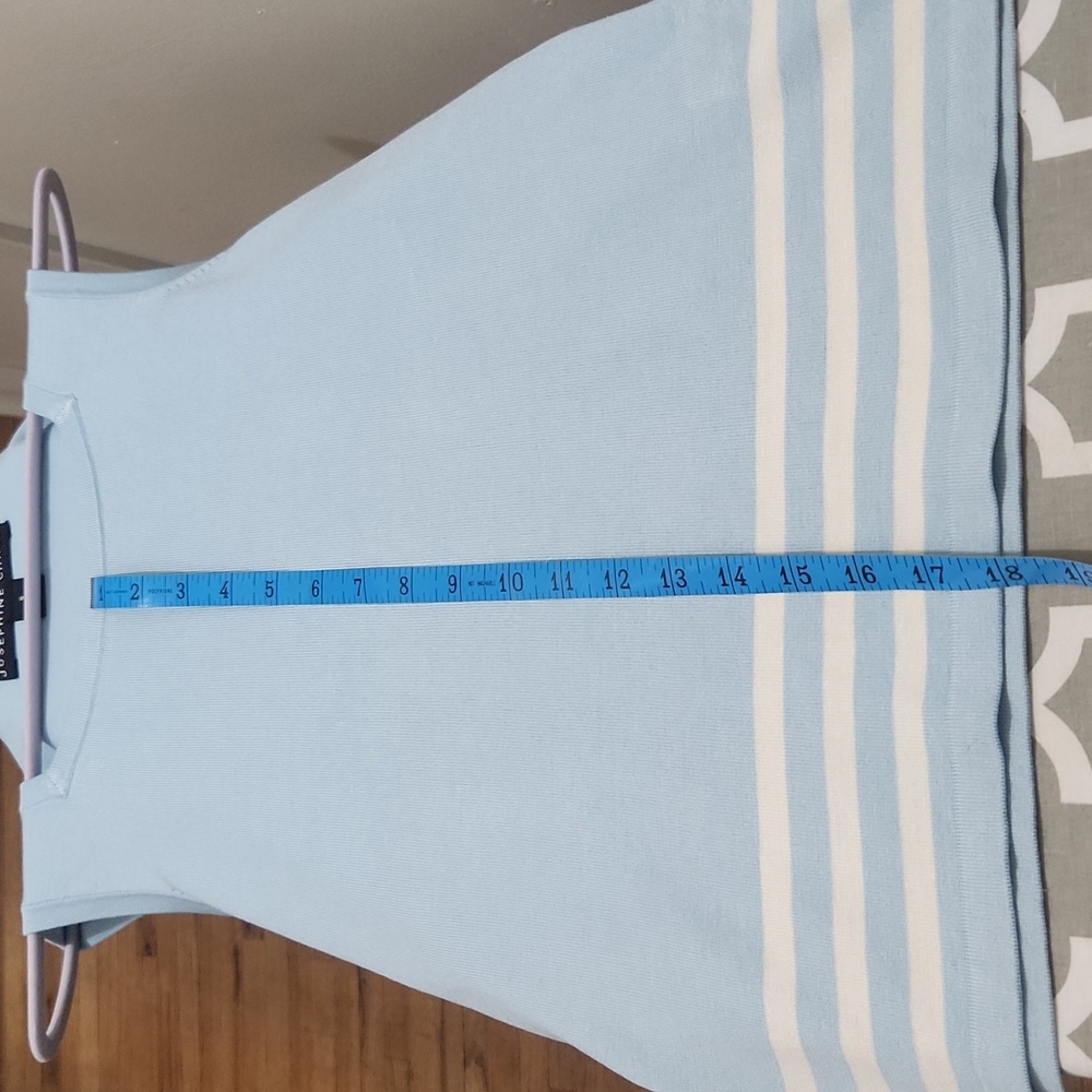 Light Blue Sleeveless Stripe Hem Women’s Top